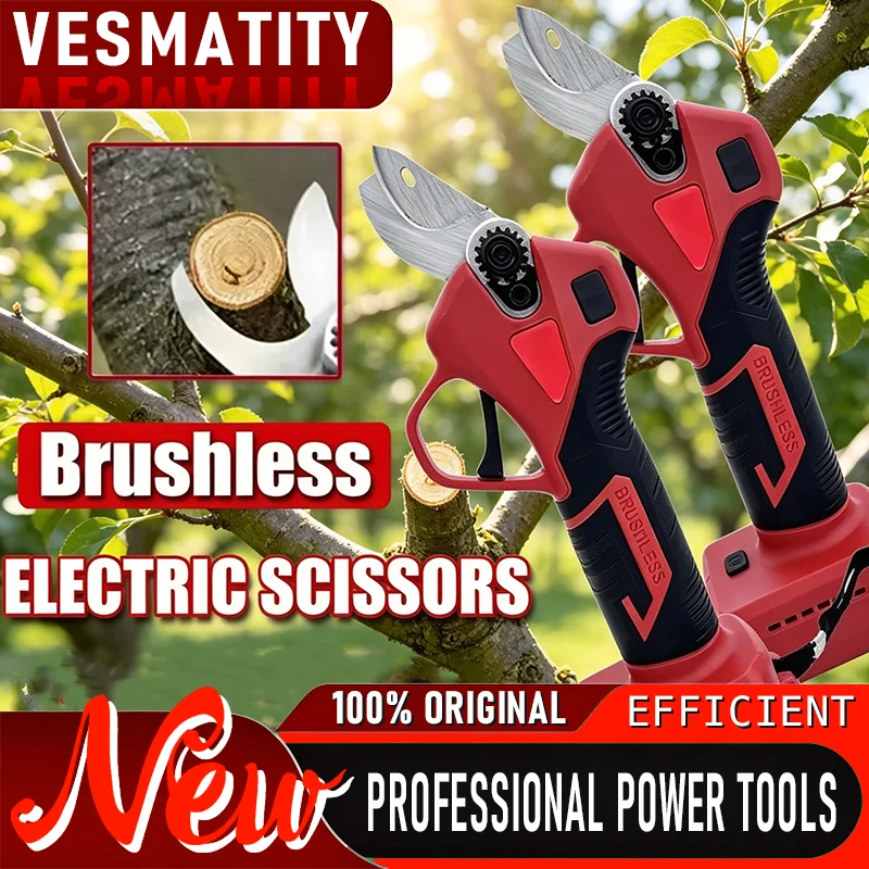 Cordless handheld pruning shears electric cutter with 4 speed gears for orchard shrub and tree branches for Milwaukee battery
