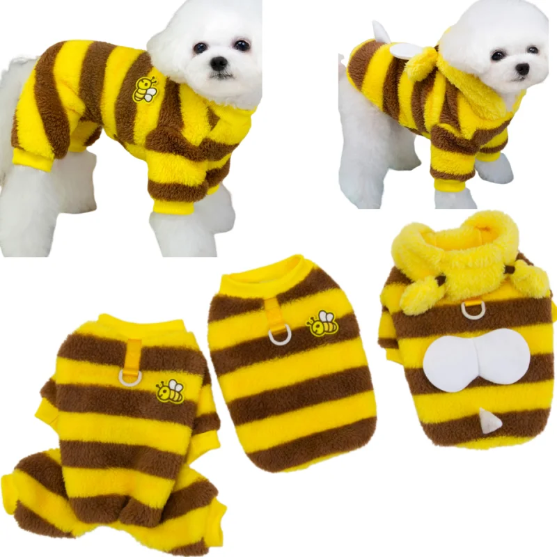 

Winter Warm Dog Clothing Jacket Bee Hooded Dog Clothes For Small Dogs Puppy Jumpsuit Costume Chihuahua Coat Pet Yorkie Outfits