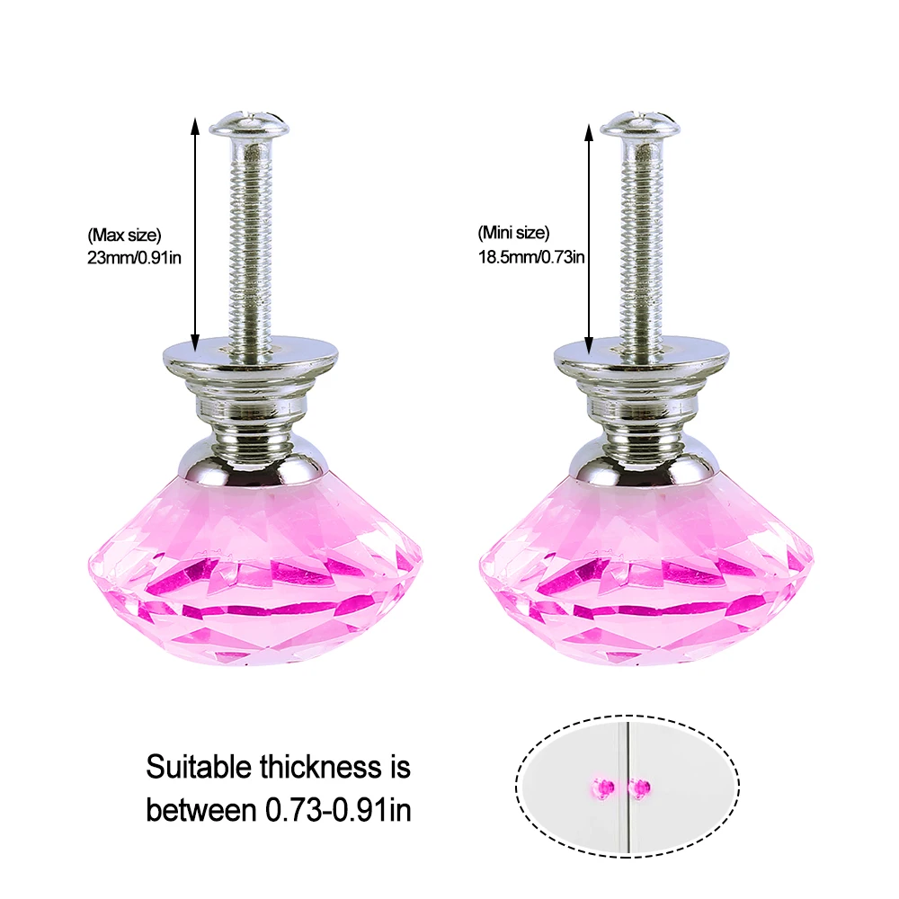 pink diamond dresser knobs FENSING 12 Pcs 30MM Pink Glass Crystal Cabinet Knobs - Diamond Knobs for Dresser Drawers
