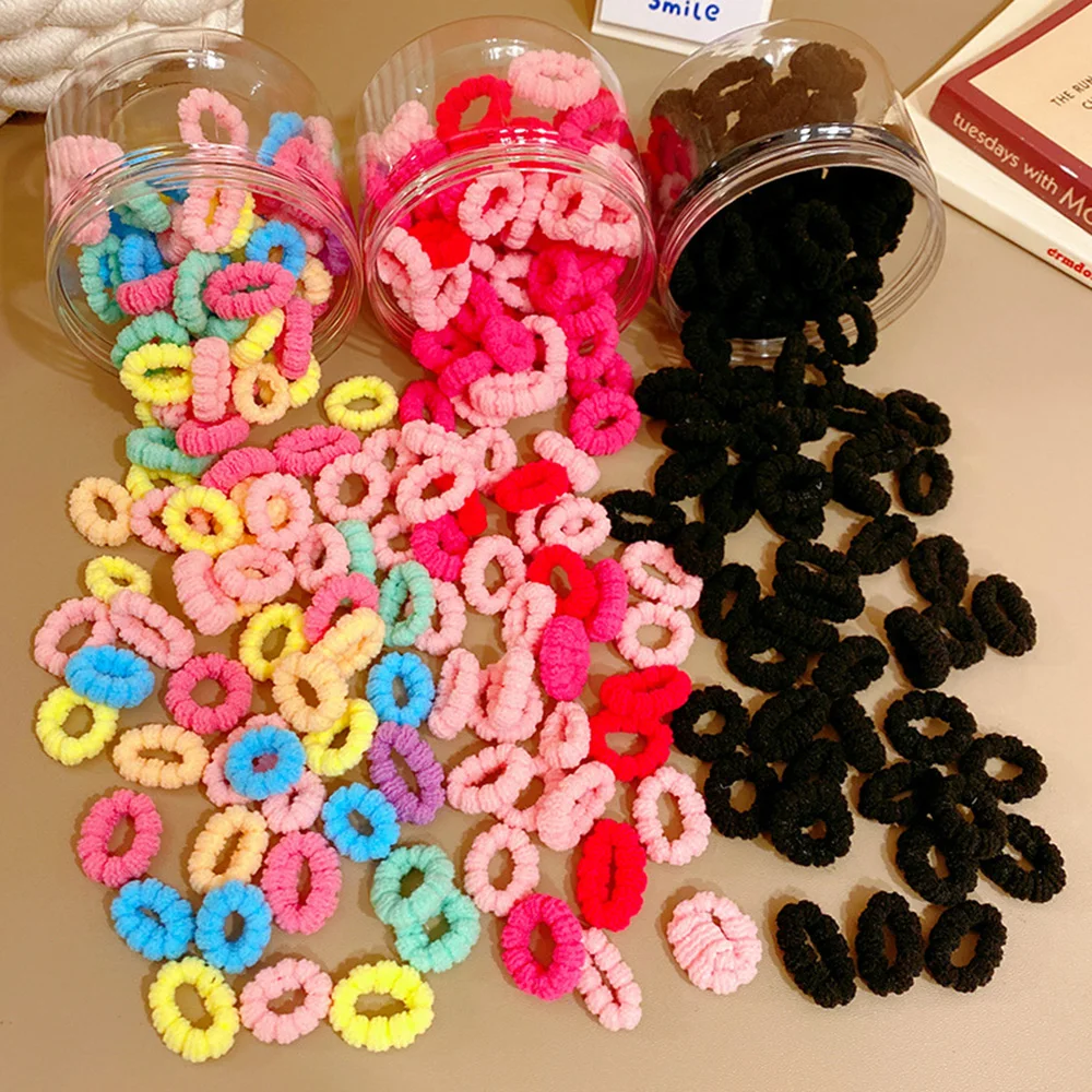 100 Pcs/pack Multicolor High Elasticity Hair Ties Girls Mini Hair Rings Hair Accessories Rubber Band Headwear For Kids