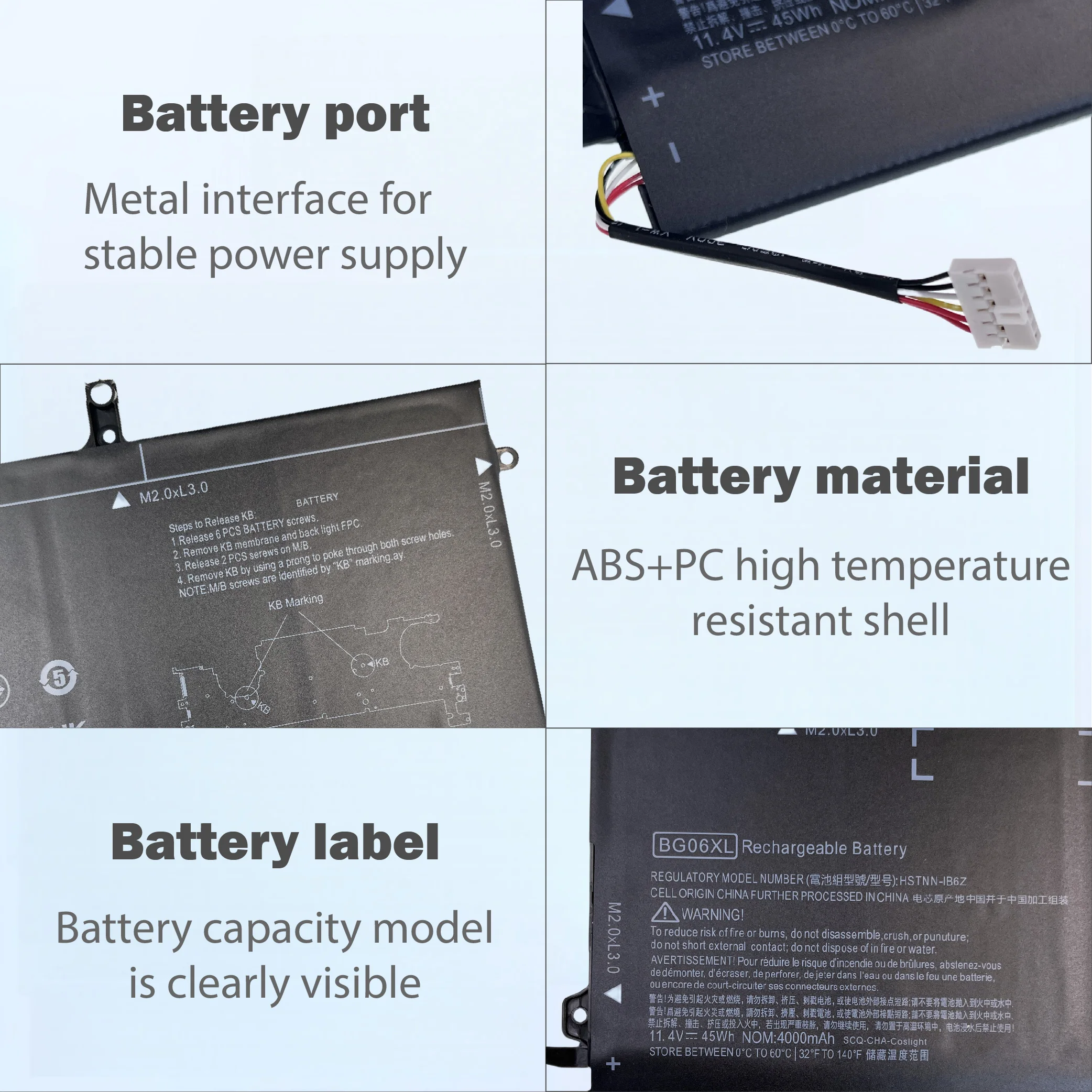 BG06XL 45WH Laptop Battery Replacement for HP EliteBook Folio 1040 G3 804175-181 804175-1B1 804175-1C1 805096-001  HSTNN-IB6Z