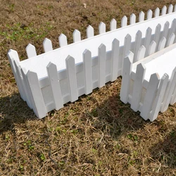 European Style Ground Type White Wooden Fence Artificial Flower Pot Home Garden Decoration Flower Holder with Foam