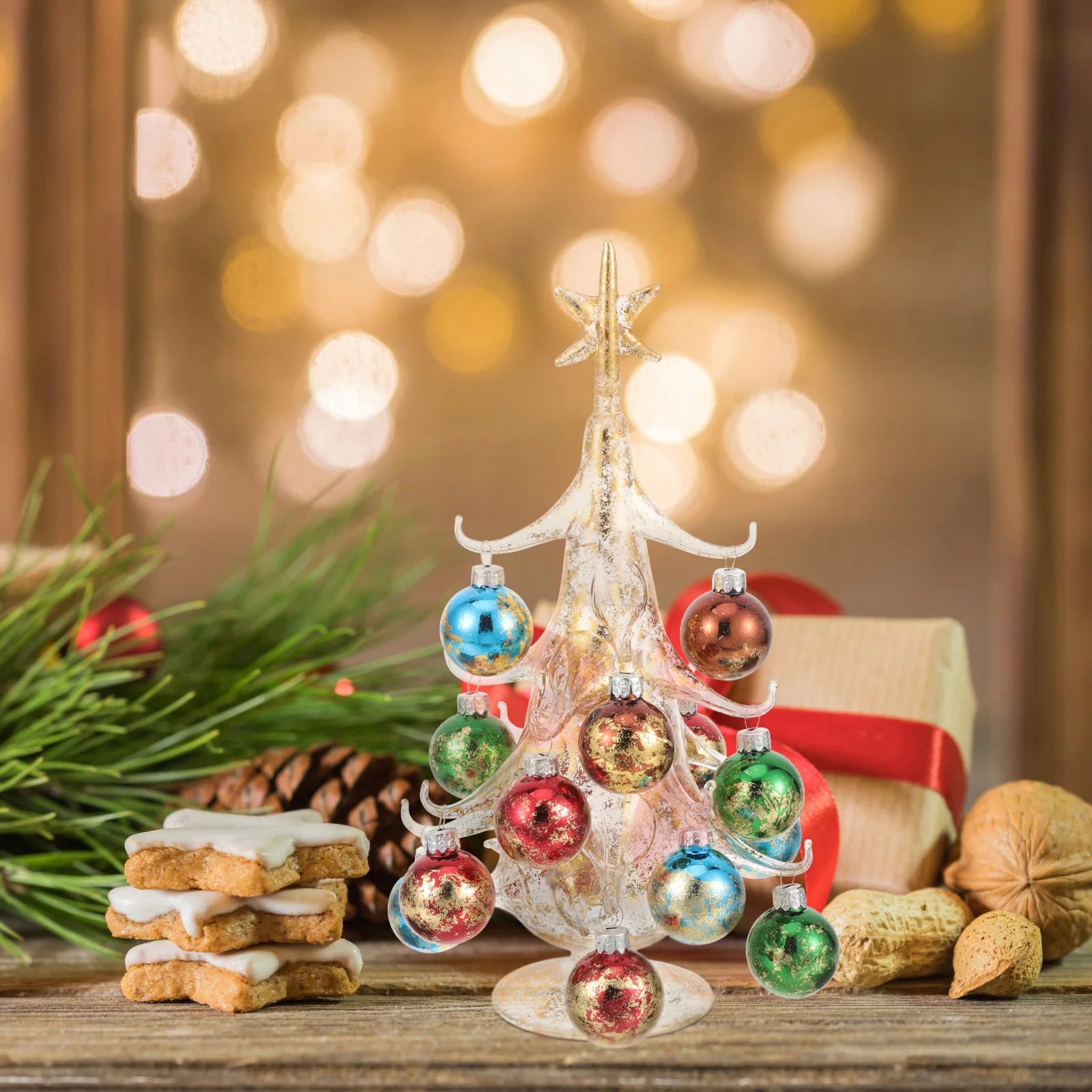 

Small Glass Christmas Tree Ornament Fine Craftsmanship Desktop Holiday Decor for Home Office Window Display Xmas Party Supplies