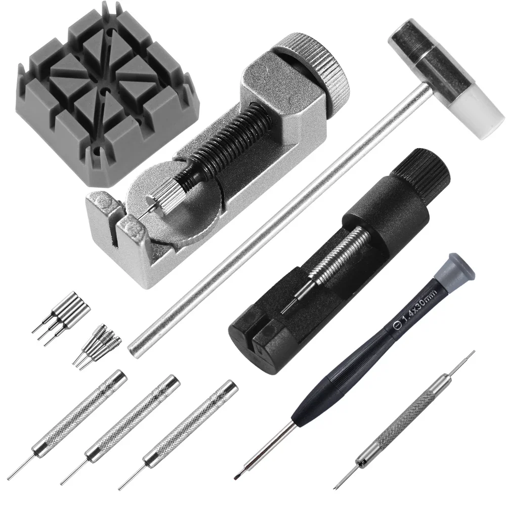 Professional Watch Repair Tool Set with Disassembly, Repair, Replacement Battery, Open Back Cover, Watch Band Link Adjust