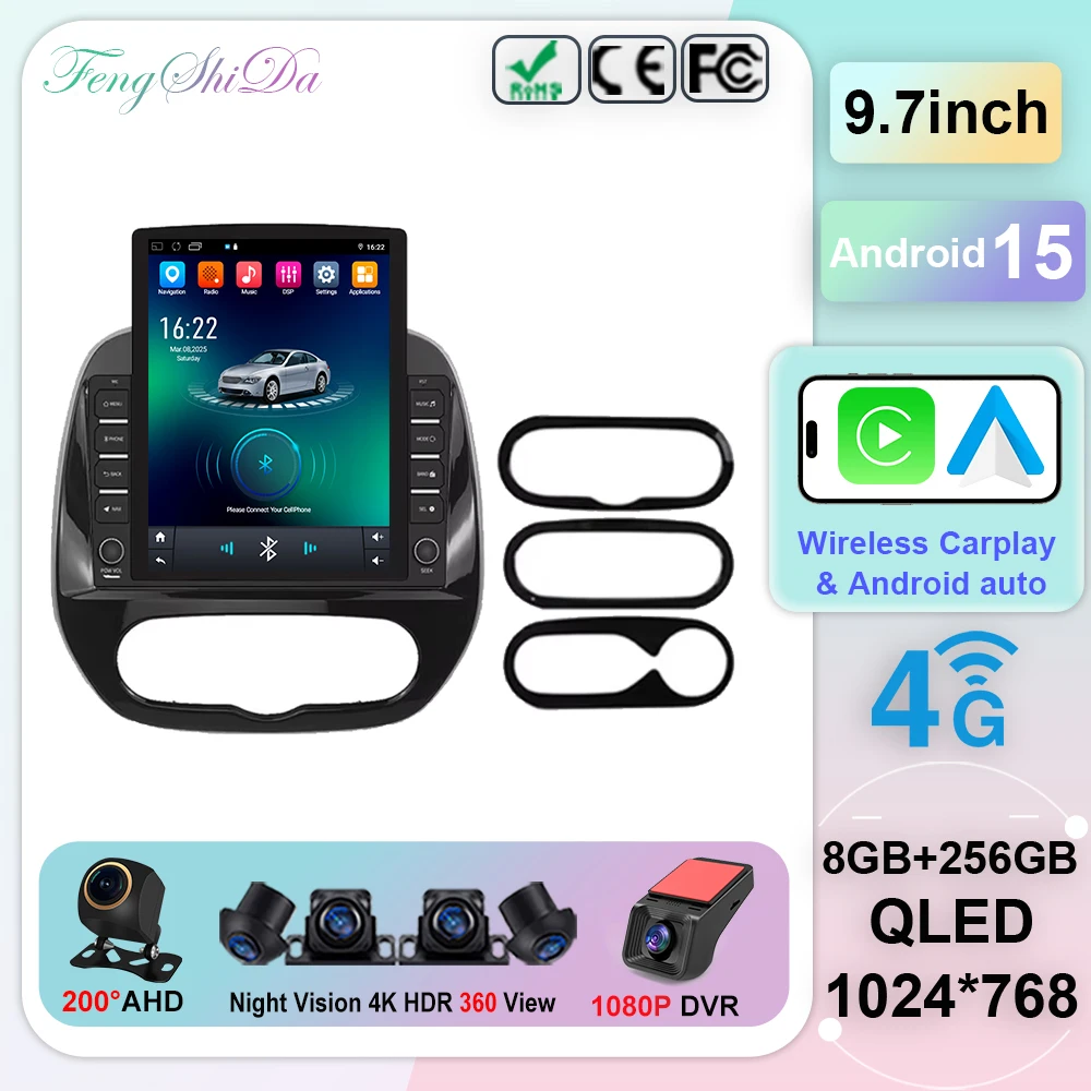 Android 15 Car Radio For Renault Captur Kaptur Clio Samsung QM3 2013 2014 2015 2016 Wireless Carplay Auto 2din GPS autoradio