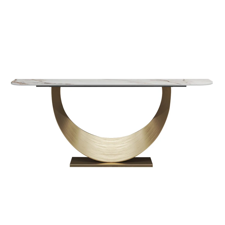 

Half Moon Console Table Living Room Luxury Gold Corridor Console Table