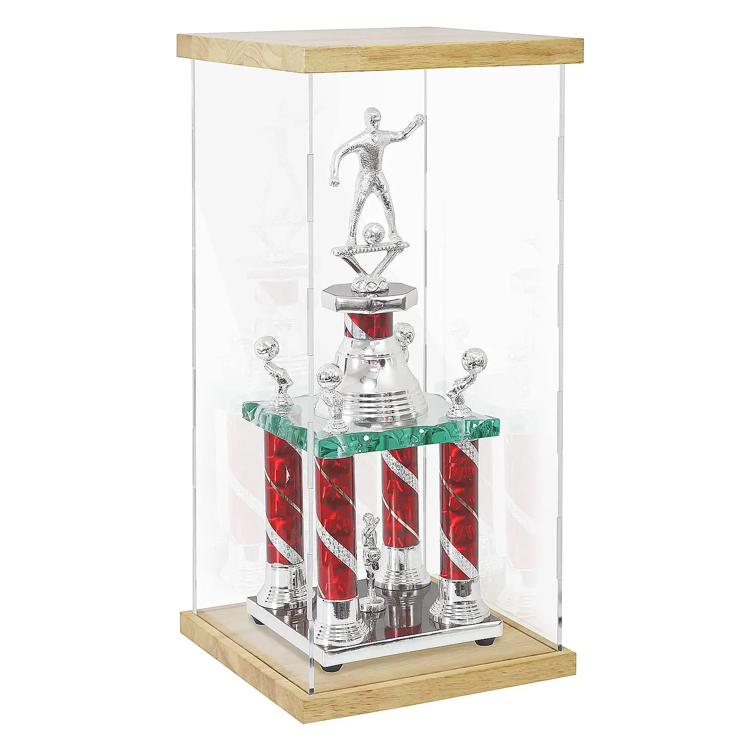 Clear Acrylic Display Case for Trophy, Collectibles, Assemble Cube Display Box Stand Dust Proof Protection Showcase for