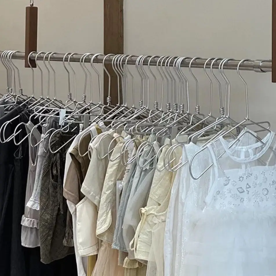Silver Aluminum Alloy Metal Hangers Non-Slip Shoulder Grooves Clothes Hanger Space Saving Coat Hanger for Wardrobe Closet view 6
