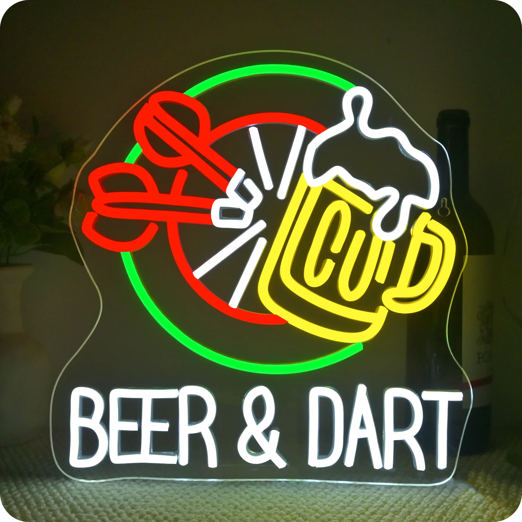 

Неоновая вывеска Dart Beer для декора стен, акриловые светодиодные неоновые вывески с питанием от USB для домашнего бара, клуба, магазина, паба, вечерние украшения