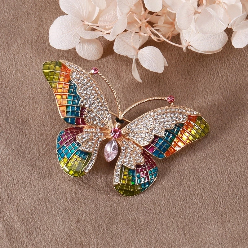 Broche borboleta strass e zircão para mulheres, pino elegante de luxo, acessórios requintados, presentes de joalheria, ametista, moda
