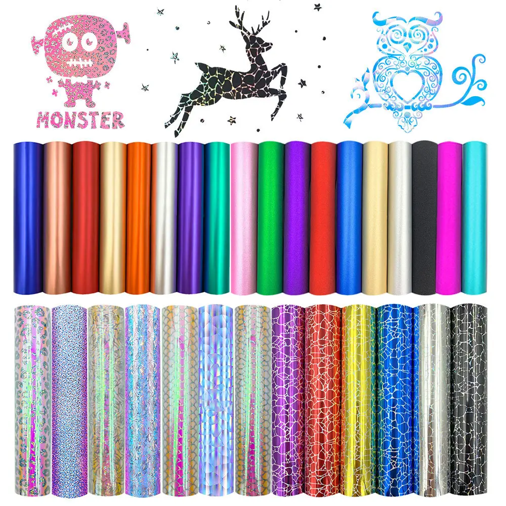 Holographic Glitter Adhesive Craft Vinyl Film Sheet Sticker Halloween Christmas Party Home Glass Car Decal Decoration 32 Colors