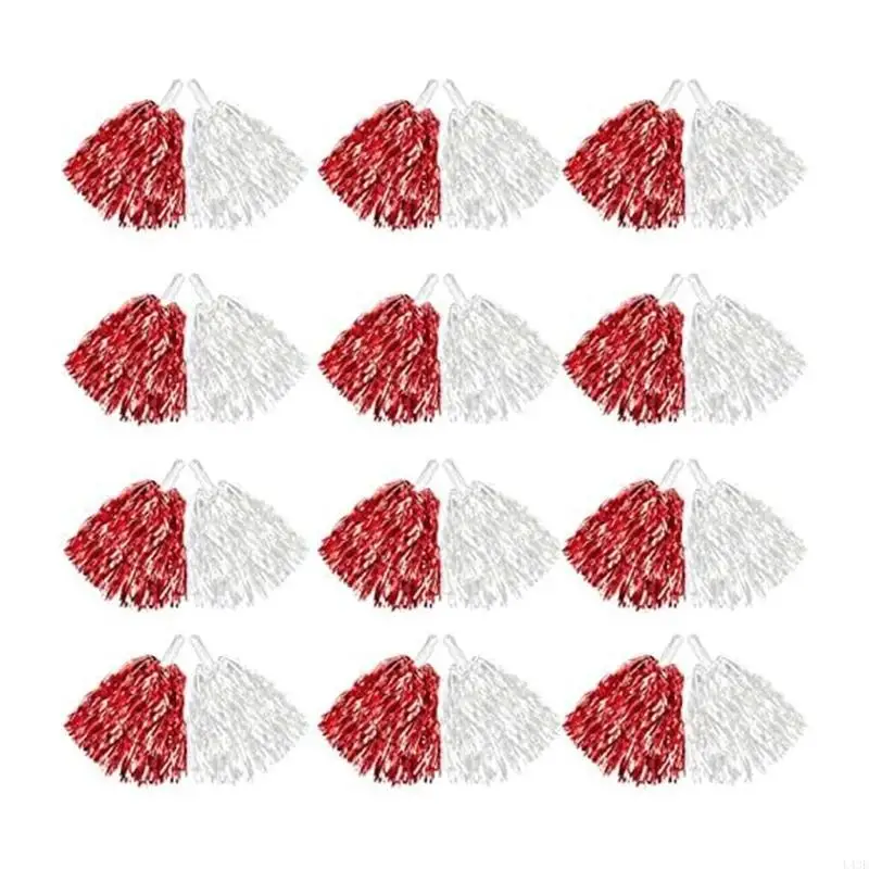 24Pcs Colorful Cheerleader Dancing Pompoms Set Shines Cheerleading Poms Poms For Team Competitions Festive Celebrations 