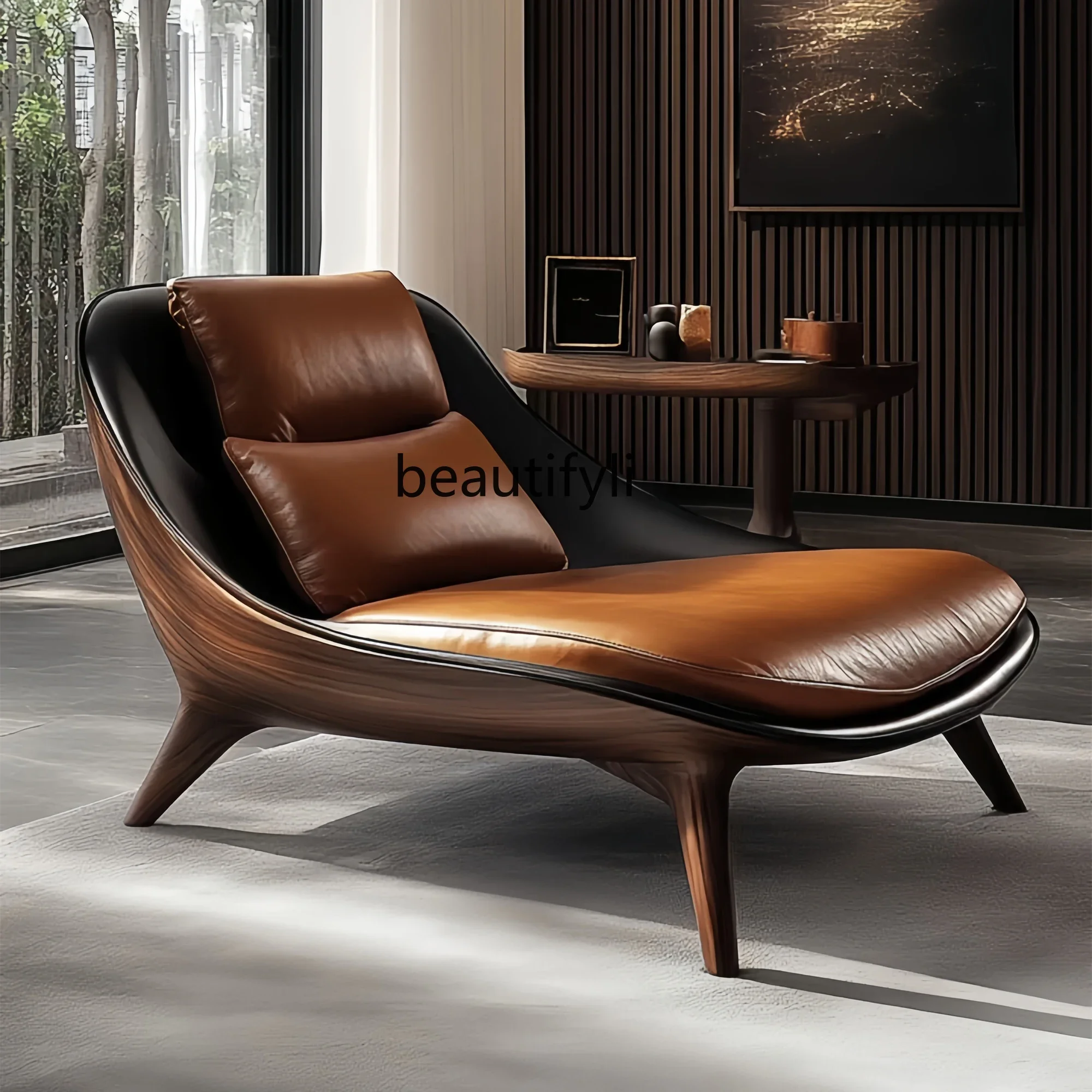 

New Chinese leather sofa single Italian master bedroom concubine sofa chair