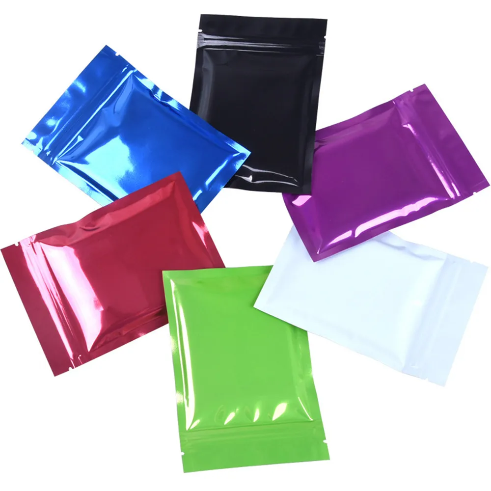 

100pcs Multi-color Aluminum Foil Mylar Zip Lock Bags - Shiny Surface Zipper Resealable Packing Pouch for Gift, Underwear, Weed