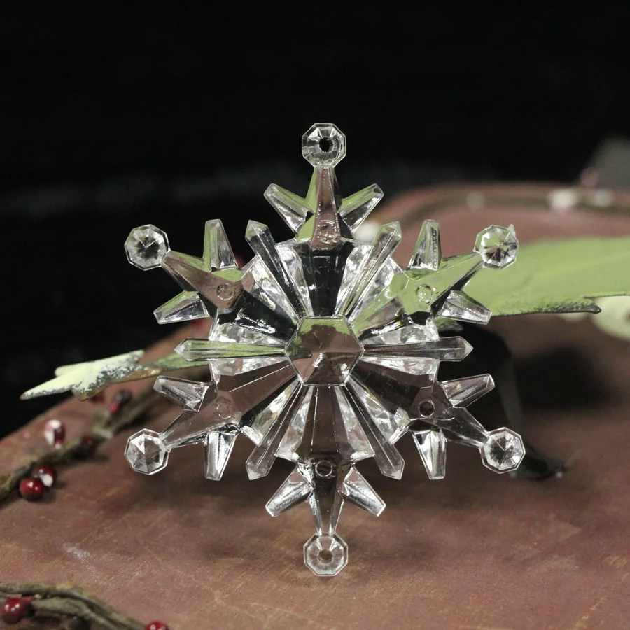 カマル-アクリルスノーフレークペンダントビーズ、クリスマス、結婚披露宴、家、テーブル、散布図シーン、レイアウト装飾品、装飾工芸品、diy、75mm、2 pcs