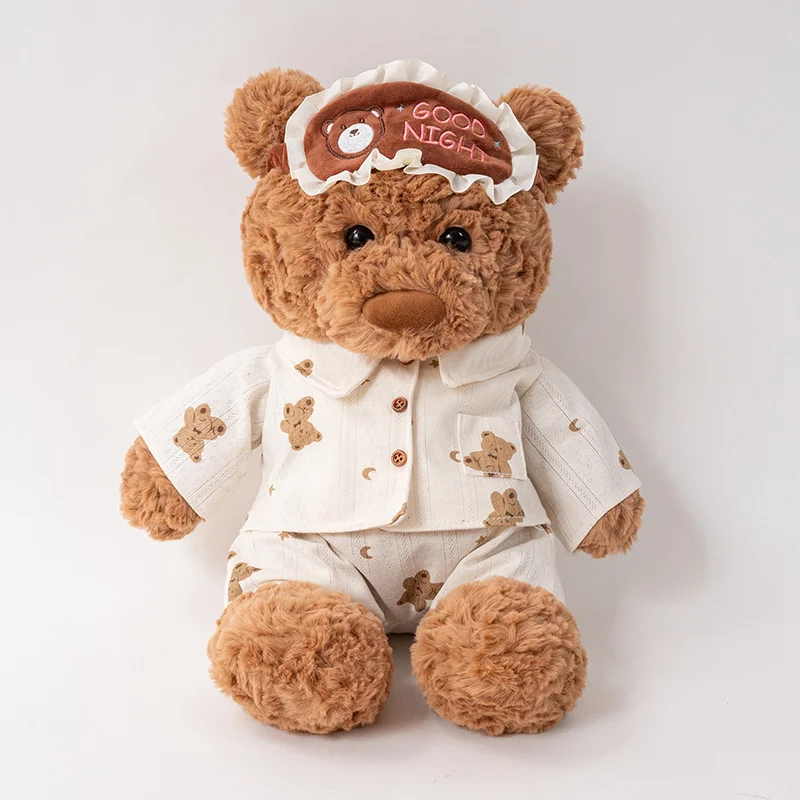 

Kawaii Ryan Pajama Bear & Birthday Bear Plush Toy Stuffed Soft Teddy Bear with Eye Mask Pajama and Cake Doll Kid Birthday Gift