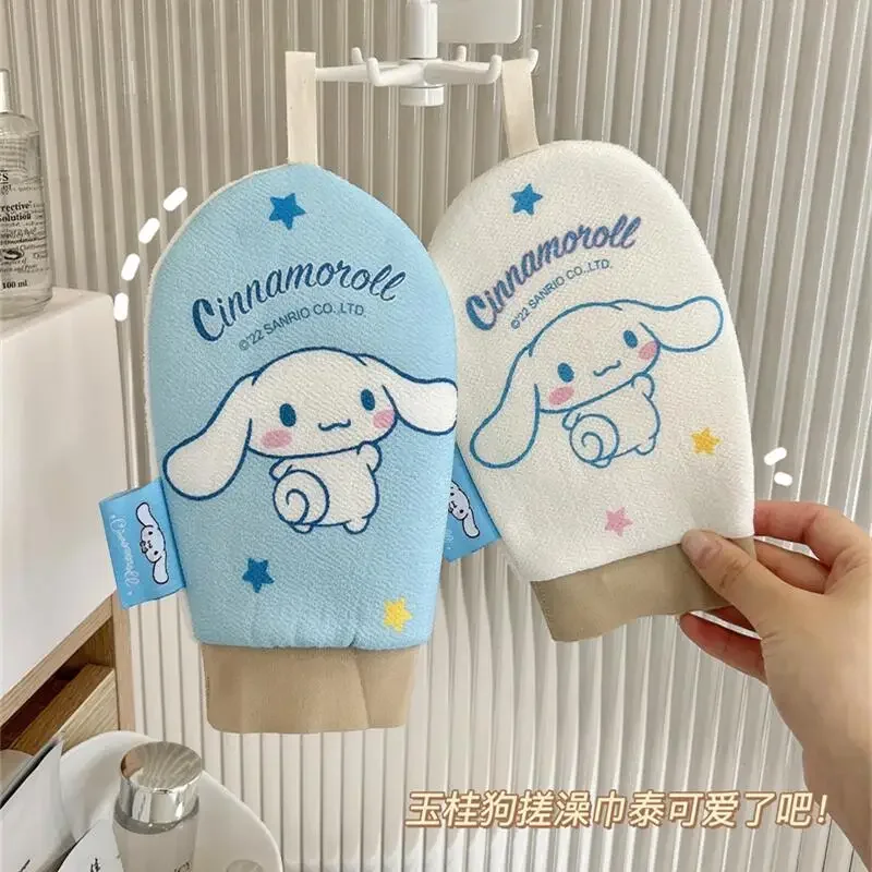 Sanrio Kuromi Bathing Bubble Rubbing Bath Towels Cute Cartoon Rubbing Gloves Both Sides Can Be Used Exfoliator Holiday Gifts