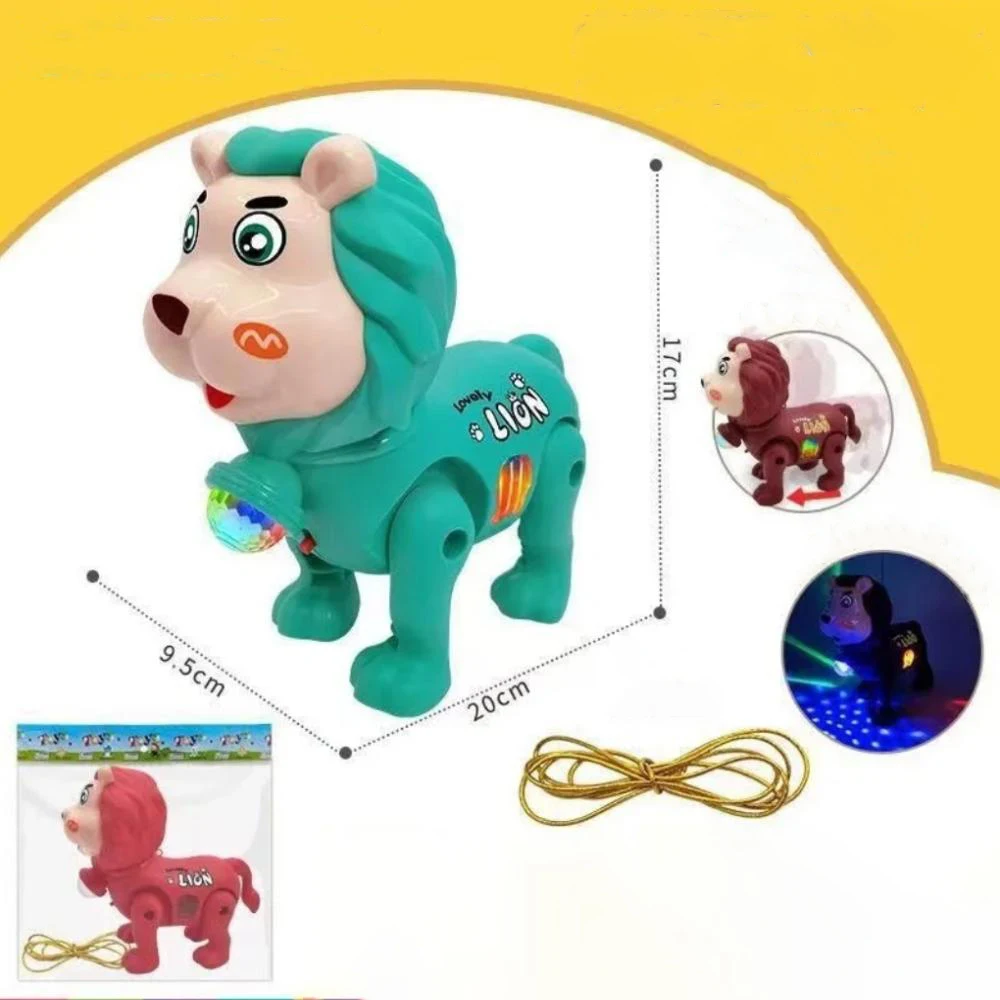 قطعة واحدة من لعبة الأسد اللطيفة الكهربائية الممتعة، لعبة إلكترونية للإضاءة والموسيقى الممتعة للأطفال، لعبة هدية للأطفال