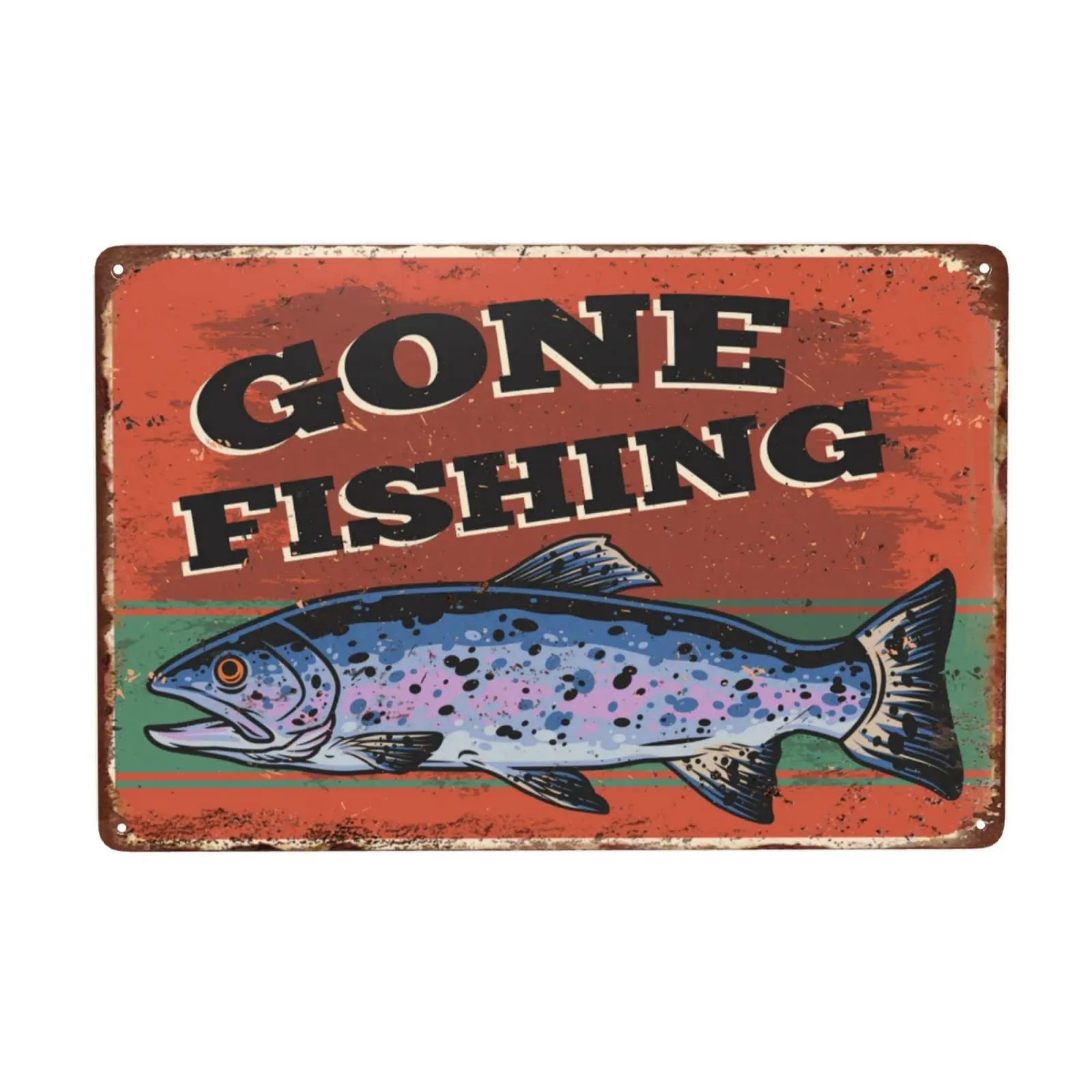 WSTKJW Gone Fishing Metal Signs Vintage Wall Decorations for Home Lake House River Beach Retro Funny Tin Poster Plaque 12