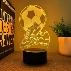 1pc Football  3D Night Light, 3D Optical Illusion Lamp With Touch, 7-Color Changing Ambient Light For Bedroom