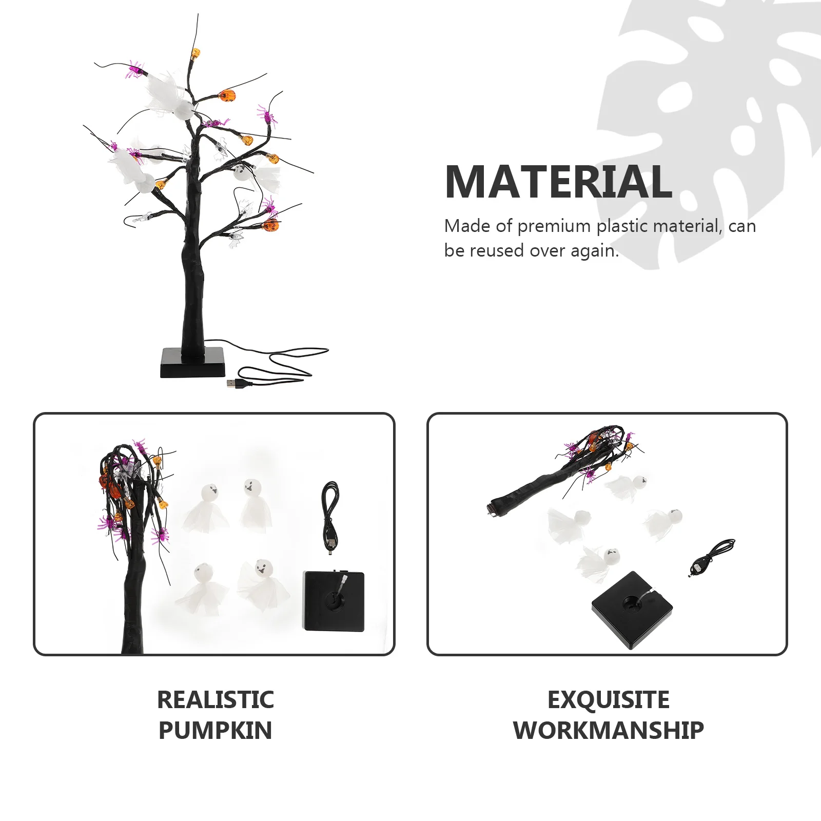 

1pc Pumpkin Spider Night Light Plastic LED Decor Tree Lamp Halloween Home Supply Festival Decorations Reusable Bedroom Table
