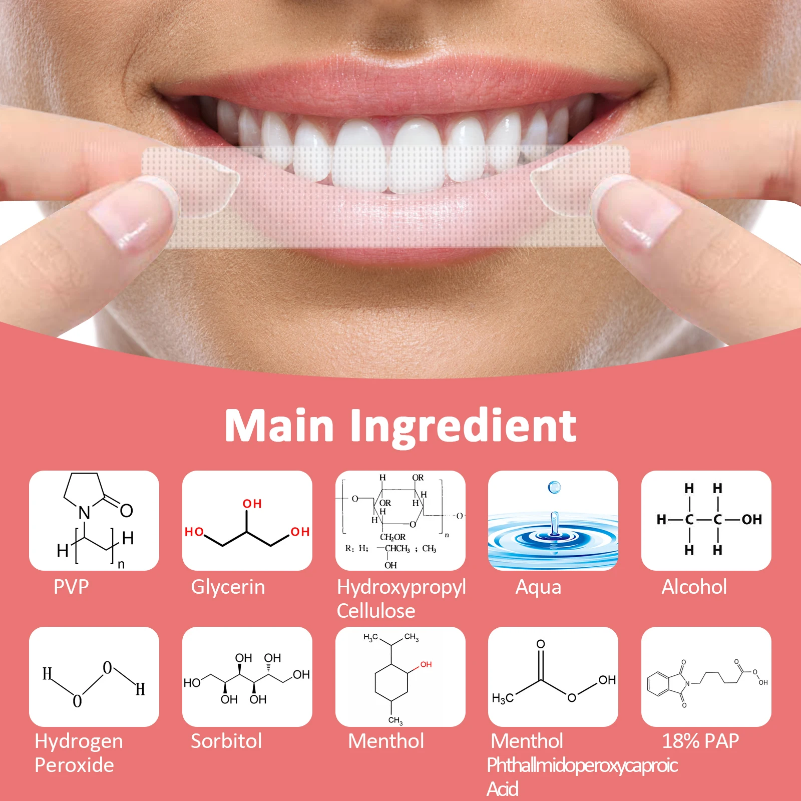 MYBYS Teeth Whitening Strips With 18%Pap Watermelon Flavor Kit Dental Bleaching White Stickers Gel Remove Stain Dental Tools