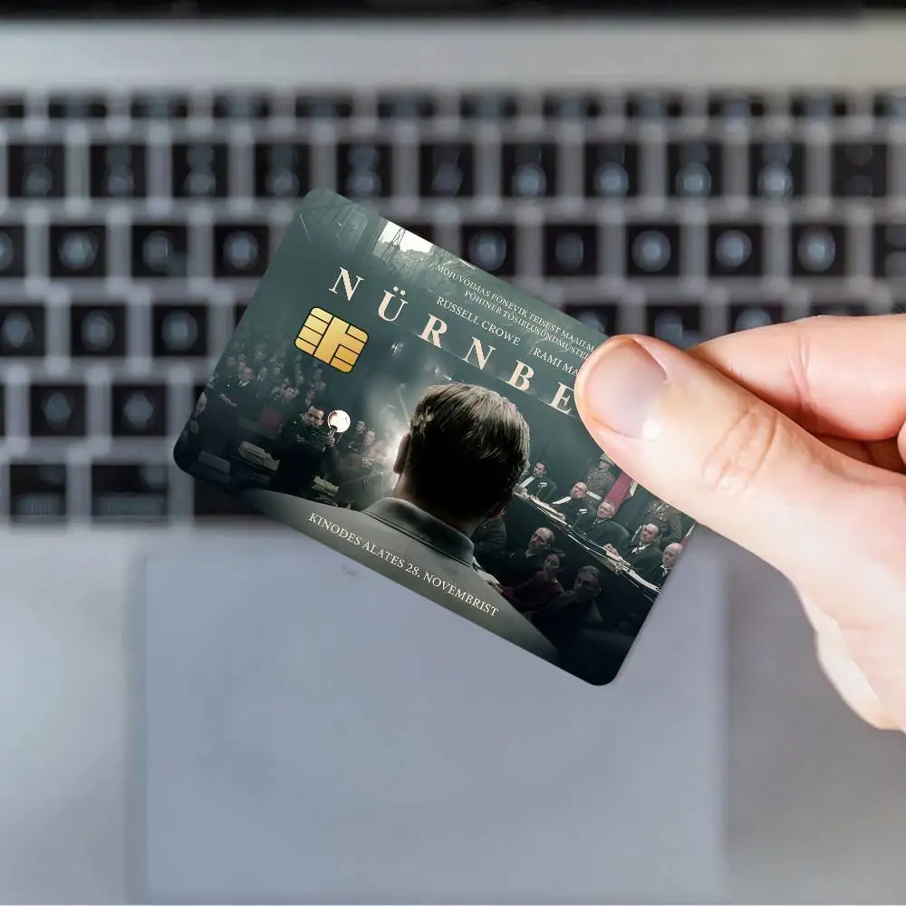 فيلم Nuremberg 2025 بطاقات الائتمان البنك حافلة تمرير ملصقات ديكور رائع مقاوم للماء 4 قطعة بطاقة