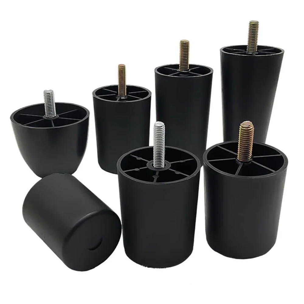 Black M8 M10 PE Plastic Adjustable Foot Pads Shock-Absorbing Anti Slip Furniture Foot Pads Tables Chairs Leg Guards Accessories