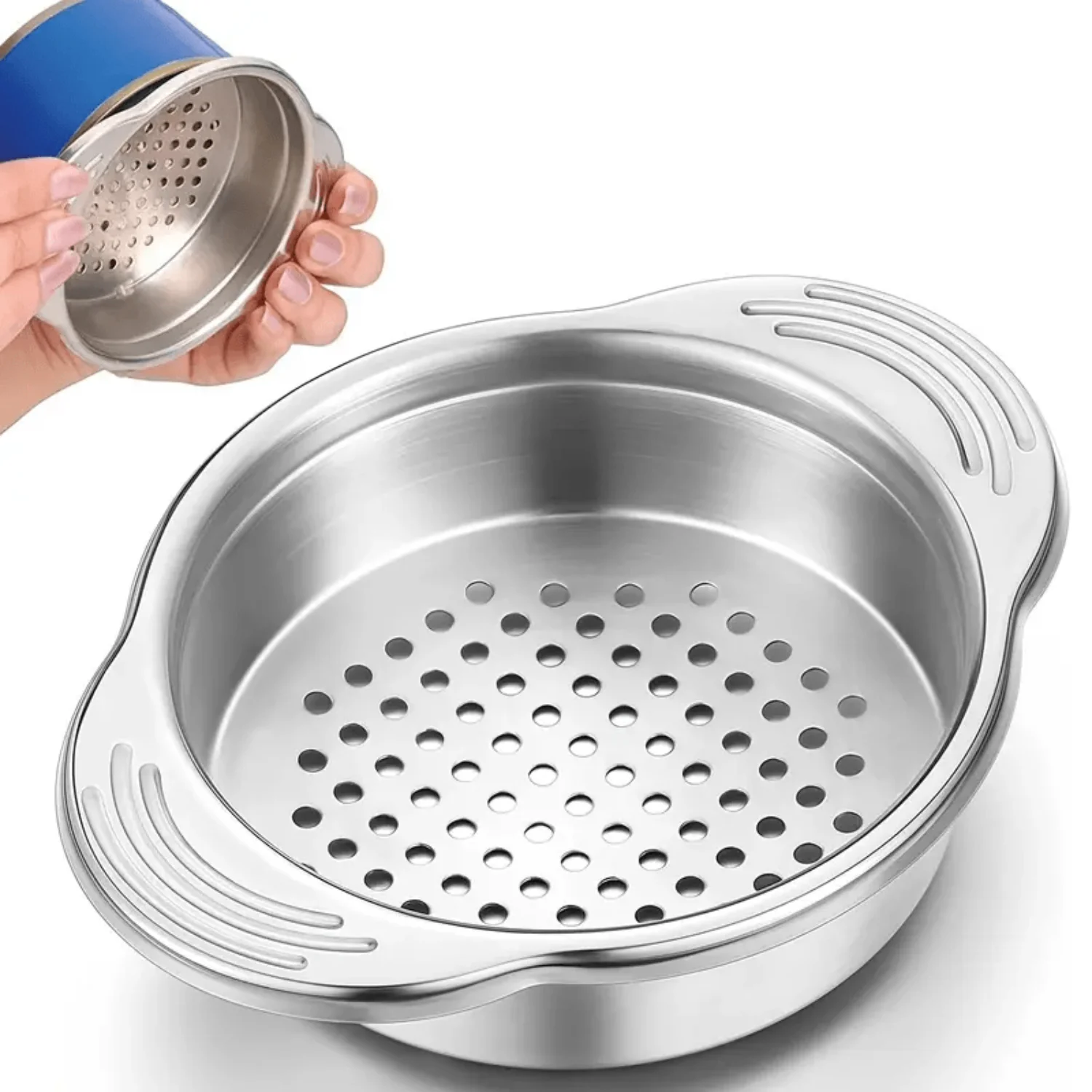 1pc Stainless Steel Tuna Strainer - Perfect For Canning, Oil Draining, And Food Preparation - Regular And Wide Necked Sizes Avai