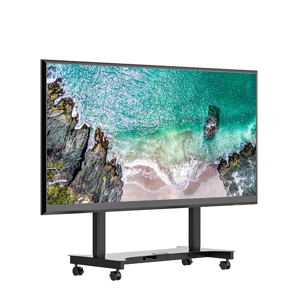 100INCH  Electric Lifting Movable TV Mounts Heavy Duty Height Adjustable TV Mount & Cart Mobile Monitor Screen TV Trolley Cart