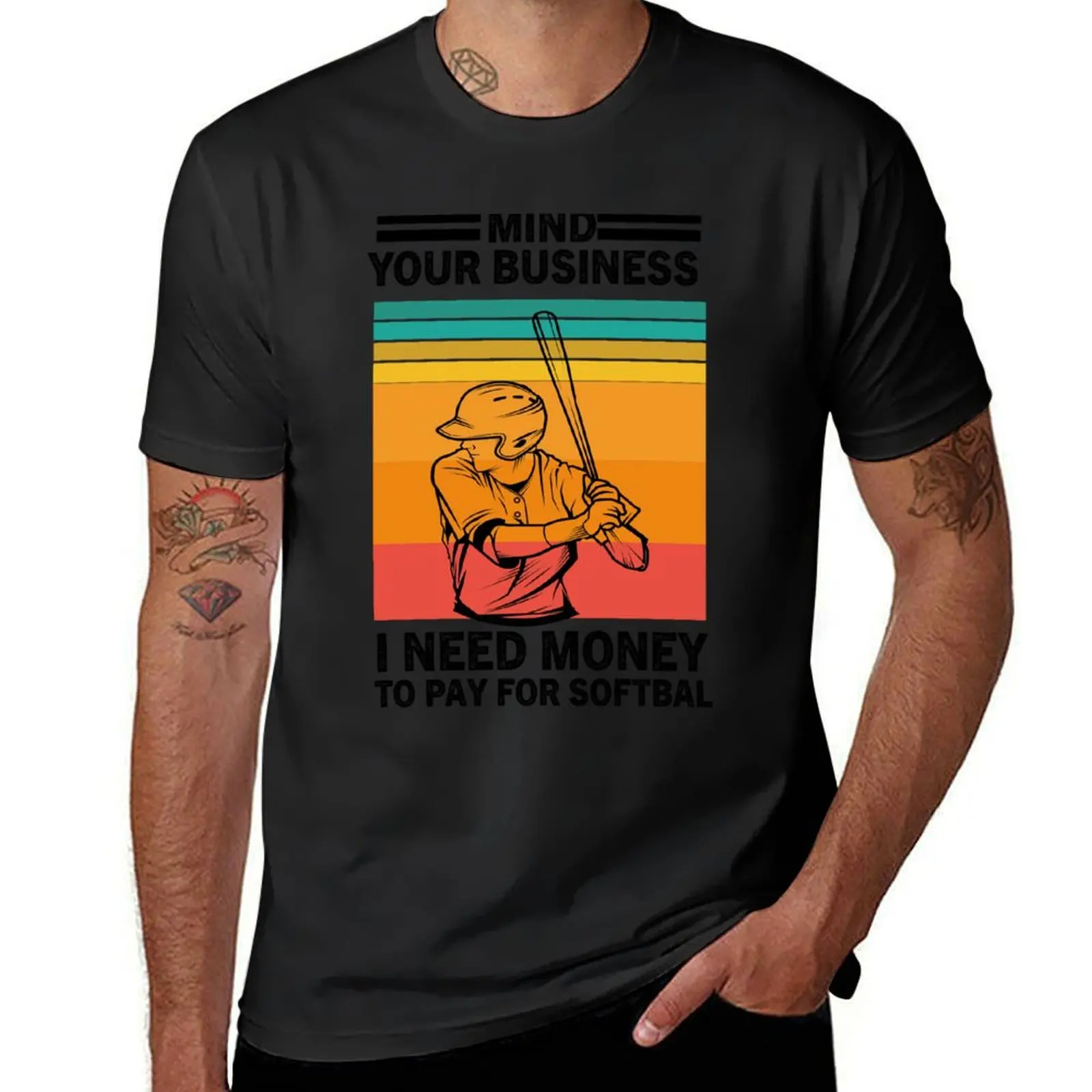 mind your business i need money to pay for softball T-shirt heavyweights anime Blouse Short sleeve tee men