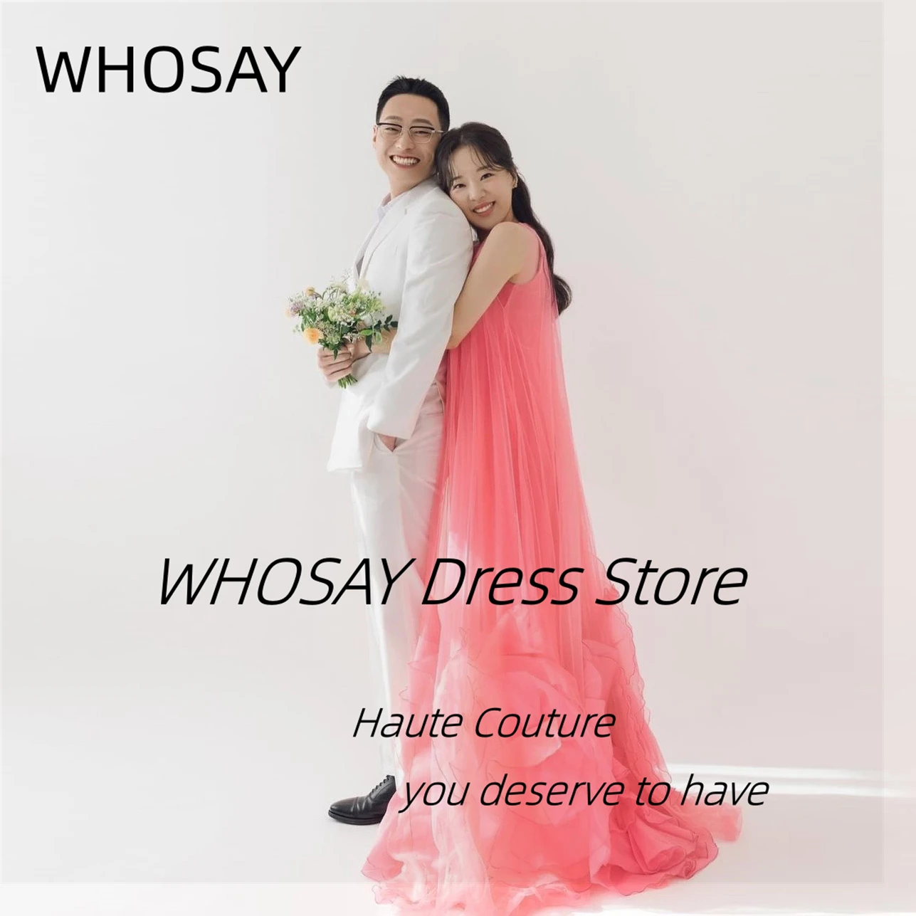 WHOSAY Summer Girls Wear Shooting Photograph 2024 O-Neck Sleeveless Prom Dresses Ruffles Tulle Birthday Party Evening Dress