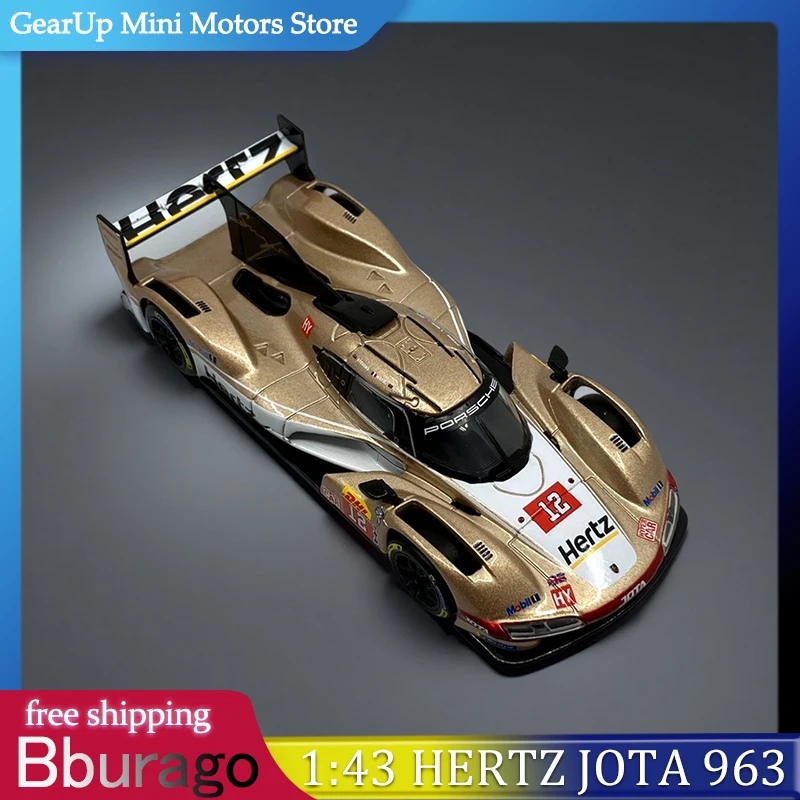 

Bburago 1:43 Hertz JOTA Porsche 963 #12 Gold Livery - 2024 WEC Imola Winning Car & Le Mans Racer Metal Diecast Collectible Model
