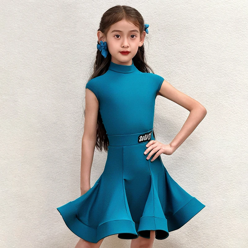 

Multi-Color Latin Dance Costume For Competition Girl High Collar Dance Suit Professional Latin Show Performance Stage Wear 5608
