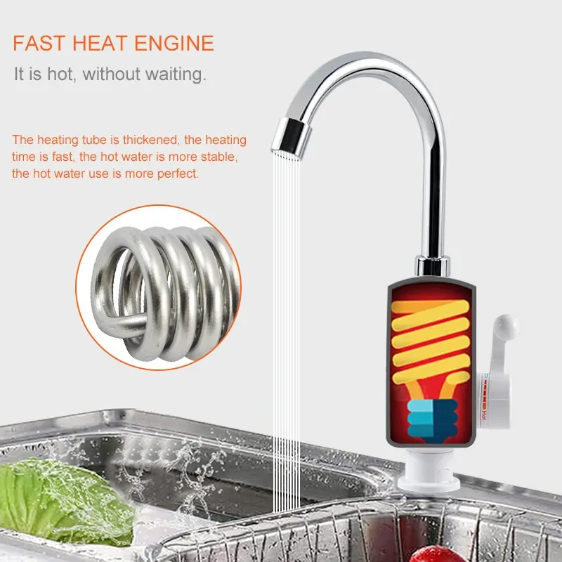 

Tankless Newest Heater Kitchen Instant Hot Tap Heater Faucet Instantaneous Heater3000w
