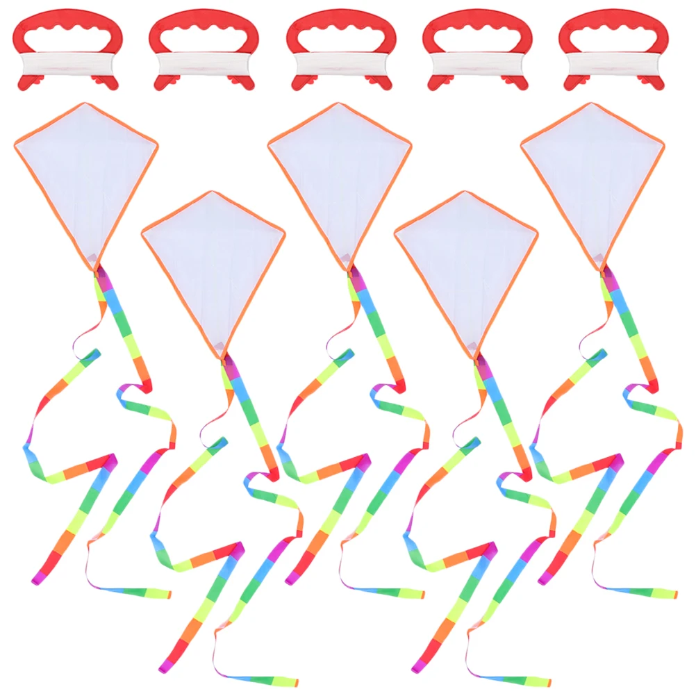 

5 Sets DIY Kite Toys Blank Kites for Kids Decorations 30m Line Board Kit Making Craft Art Projects Outdoor Fun