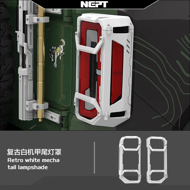 JHO Retro White Taillight Guard Frame for Ford Bronco 2022-2026 Rear Light Protective Cover Off-Road Exterior Accessories