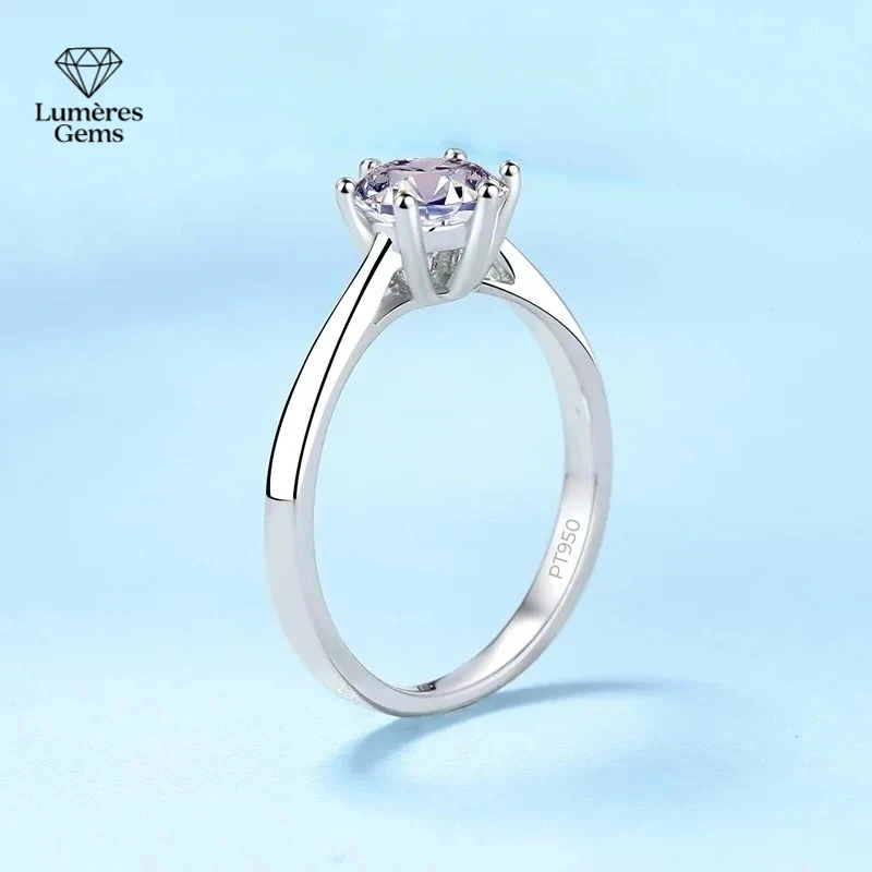 

Anniversary Jewelry PT950 Platinum Six Pronged Rings 0.3/0.5/1/2CT Moissanite VVS1 D Color Diamond Best Wedding Ring For Women