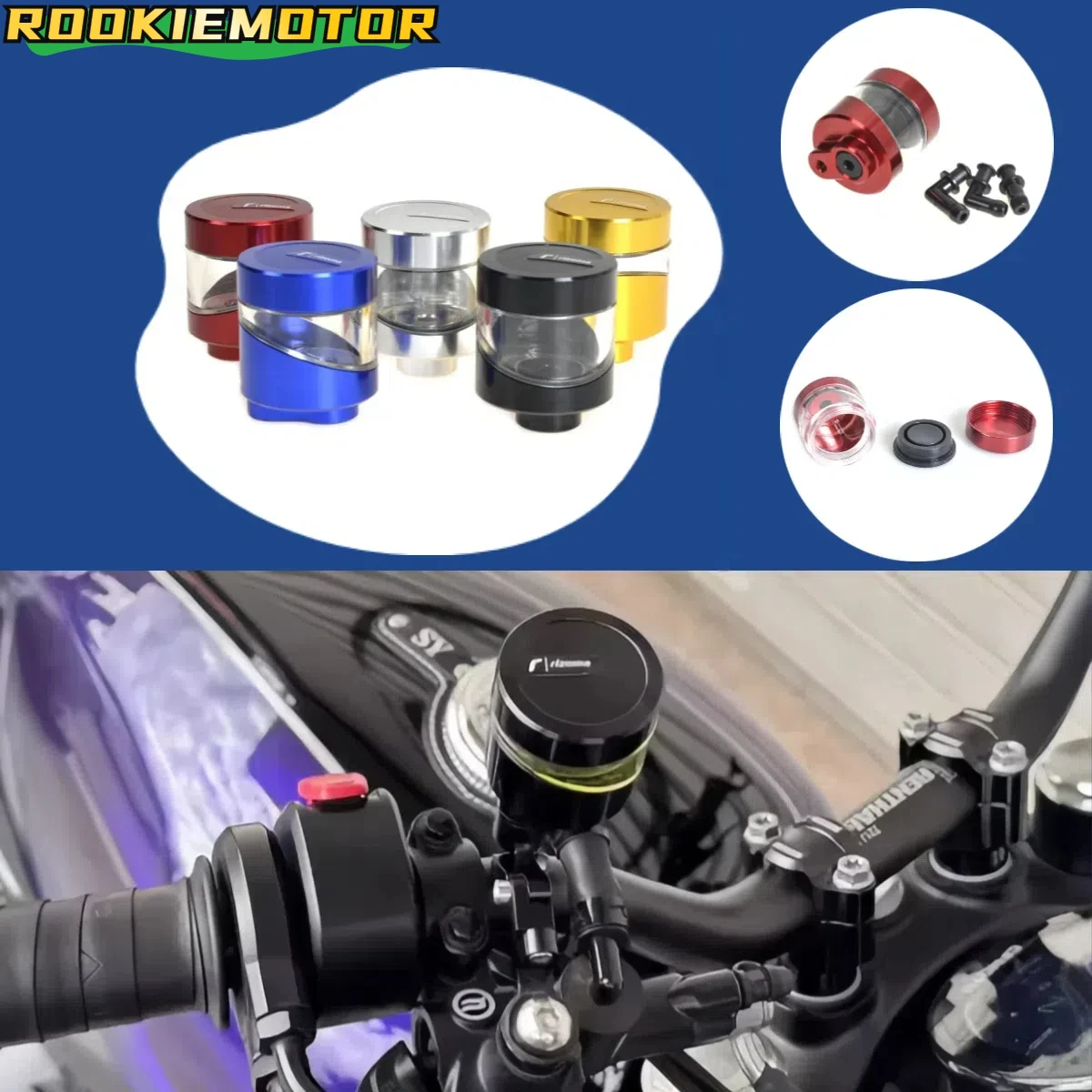 Motorcycle Front Brake Fluid Bottle Reservoir Front Brake Pump Cylinder Split Oil Cup For Yamaha Honda Suzuki Kawasaki