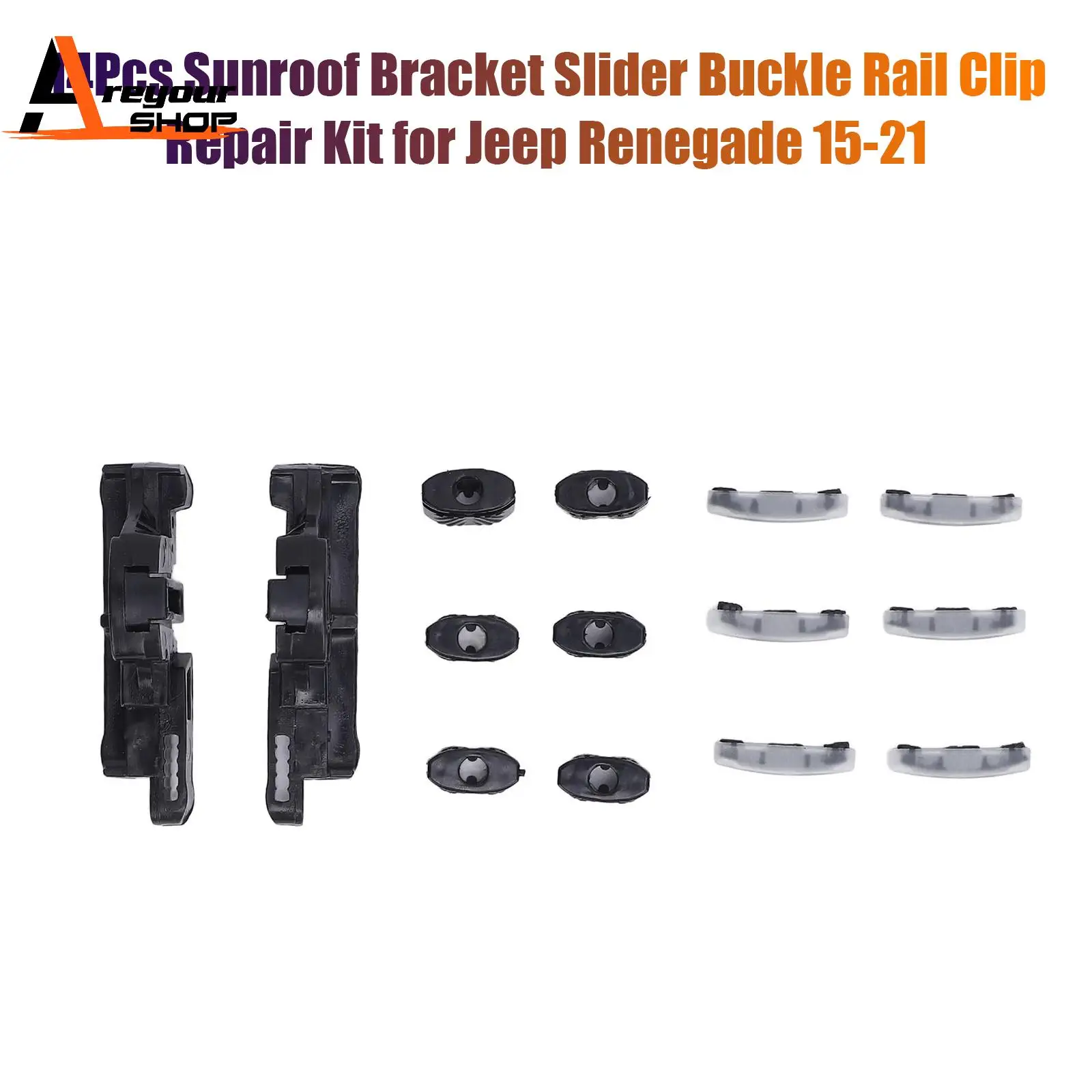 

Areyourshop 14Pcs Sunroof Bracket Slider Buckle Rail Clip Repair Kit for Jeep Renegade 2015-2021