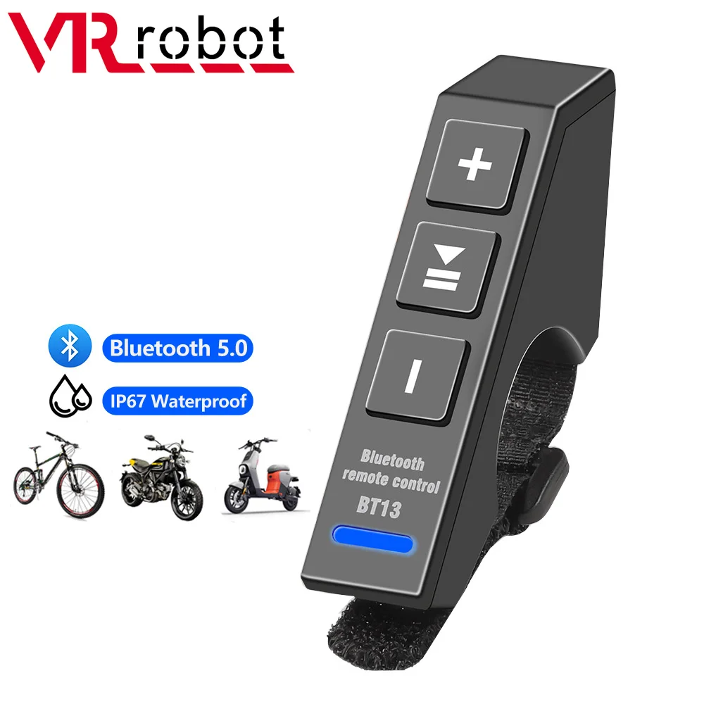 VR Robot Waterproof Wireless Bluetooth Remote Control Button for Helmet Headset Motorcycle/Bike Handlebar Media Controller