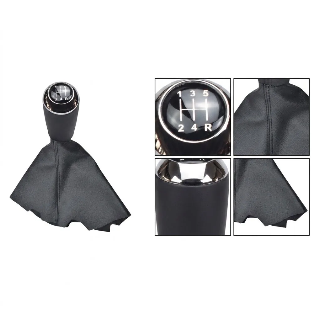 Black-silver Gear Shift Knob Leather Gaitor Boot Cover Gear Shift Knob Leather Gaitor PU Leather Material Lightweight Design