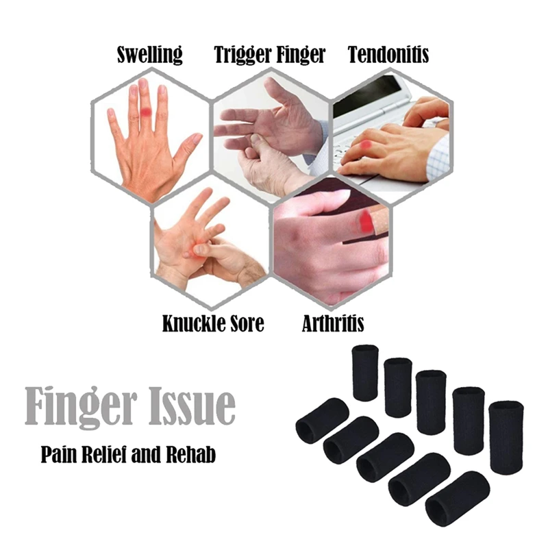 10Pcs Finger Brace Splint Sleeve Thumb Support Protector Elastic Breathable Stabilizers For Basketball Golf