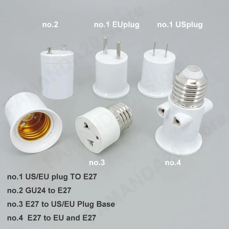 

AC E26 E27 to GU24 E27 US EU power Plug Screw Lamp Holder Light Base Socket AC Adapter Converter electric connector m