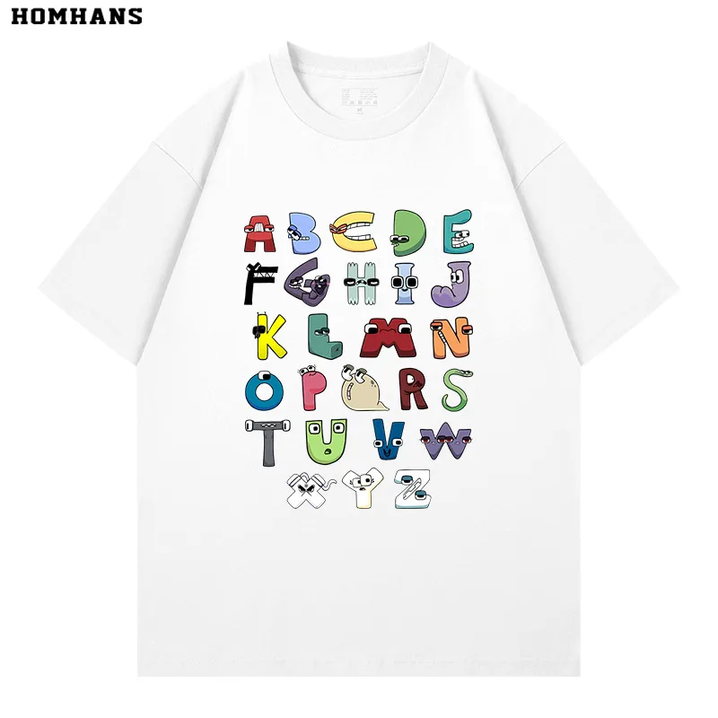 ABCDE Card Ventilation Letter-Print Short-Sleeved Children's Pure Cotton Summer Fashion Casual Sports Shirt