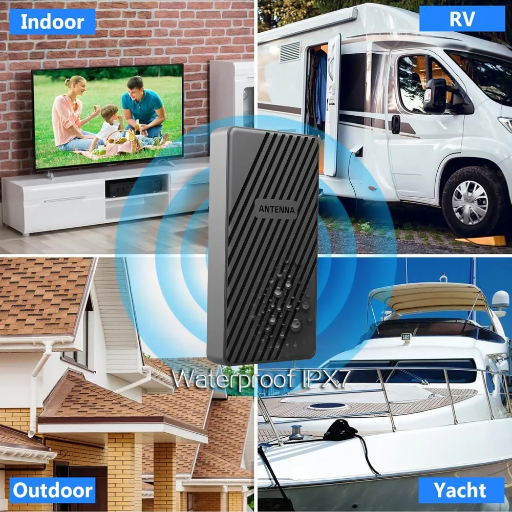 هوائي تلفزيون داخلي لجميع أجهزة التلفاز الذكية، استقبال طويل المدى 1200+ ميل مع قنوات محلية معززة لإشارة مكبر الصوت، 4K 1080p HD