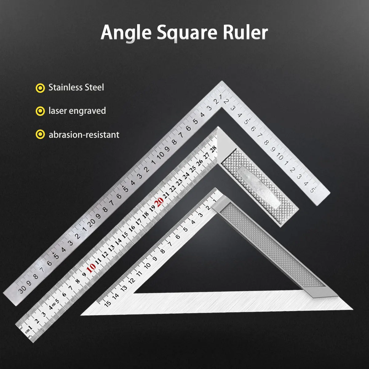 30/50cm Angle Square Ruler 90 Degree Right Angle Ruler 15/20/30cm Stainless Steel Triangle Ruler Woodworking Measuring Tool