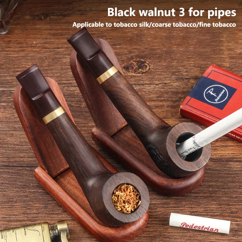 

Sandalwood Straight Three Purpose Pipe, Tobacco, Coarse, Fine, 9mm Chimney Portable And Detachable Handmade Solid Wood Pipe