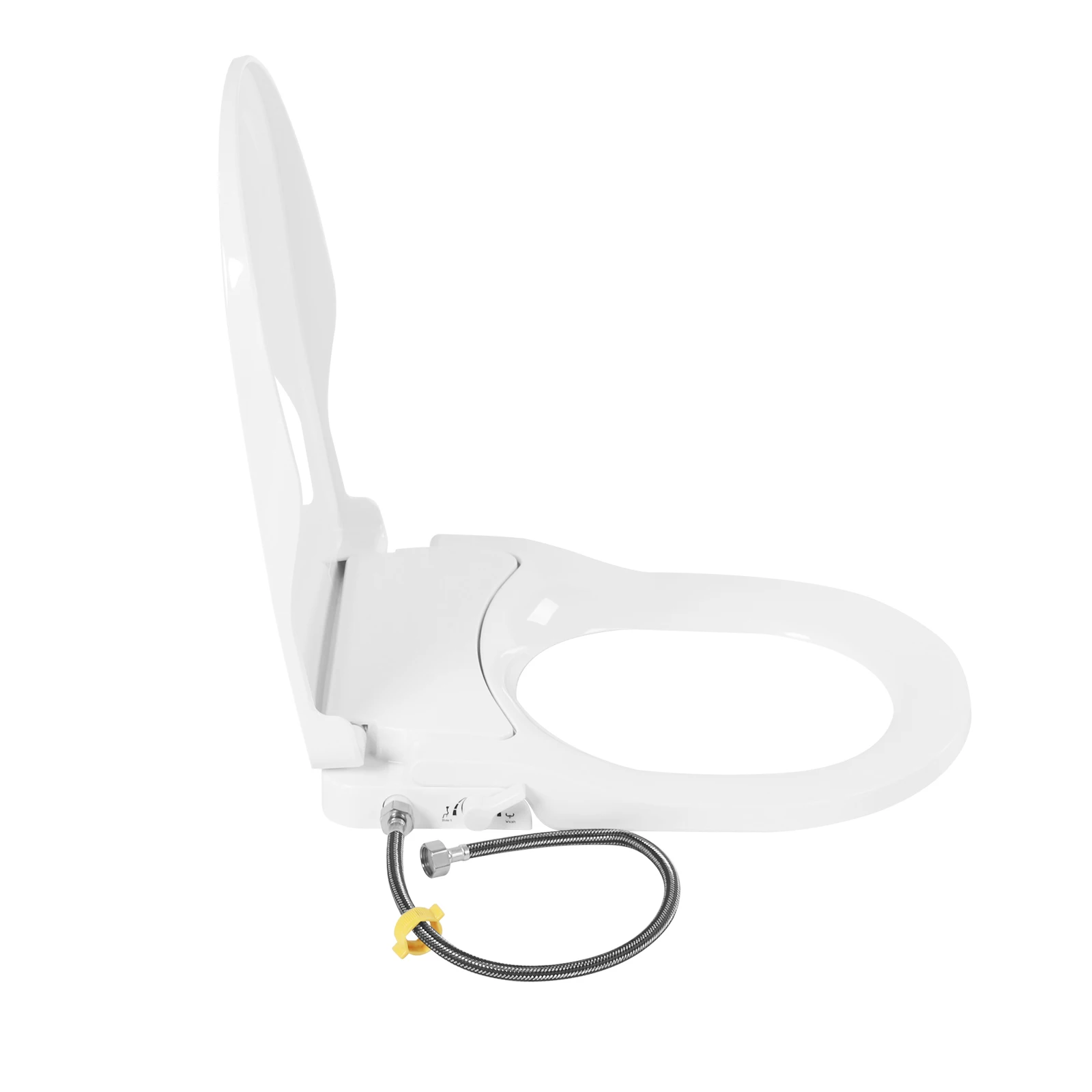 D-Shape Non-Electric Bidet Toilet Seat, Soft Closing Cover, Toilet Seat Bidet Electric Alternative, Dual Nozzle 3-Hole Design for Feminine and Rear Wash, Durable PP Seat, Water Pressure Operation, Safe No Electricity Needed
