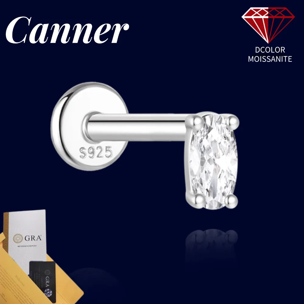 Canner 925 Sterling Silver Moissanite Earrings for Women Dazzling Moissanite Stud Piercing Earrings Hypoallergenic Fine Jewelry